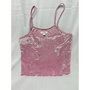 Colsie Pink Velvet Ribbed Crop Top Tank Women’s S Y2K Soft Girl Fairy Feminine